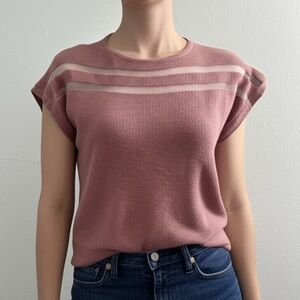 NWT Sioni Mesh Inset Sweater MEDIUM Mauve Crewneck